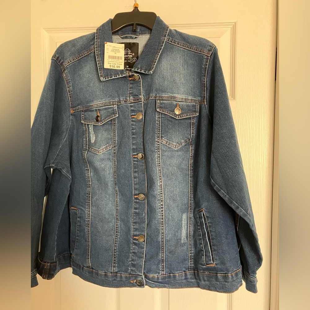 NWT Louise Paris 3X Jean Jacket Light Distressing